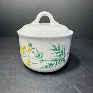 Corelle Coordinates Stoneware Sugar Bowl w/ Lid Blue Yellow Floral My Garden VTG